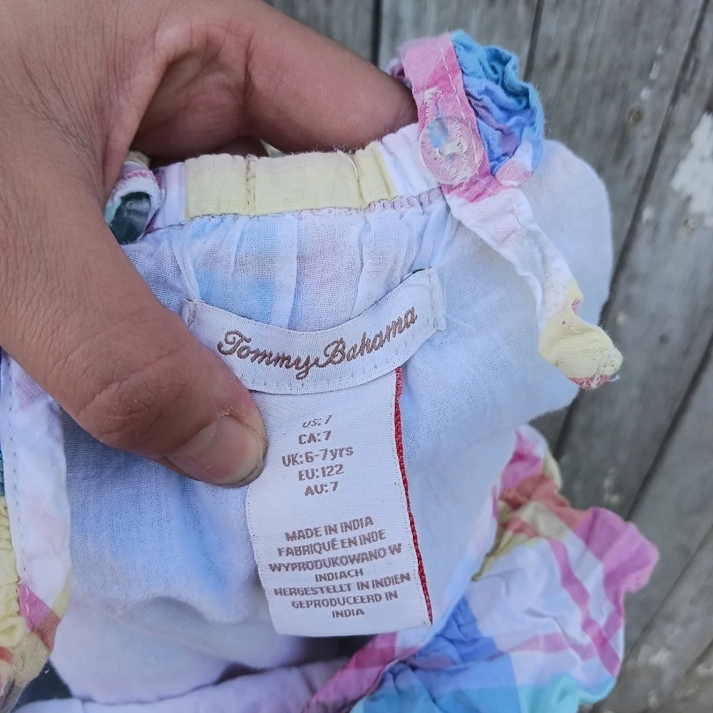 Tommy Bahama Dress Sz 7 Pastel Plaid Sundress‎ Sleeveless Lined Girl